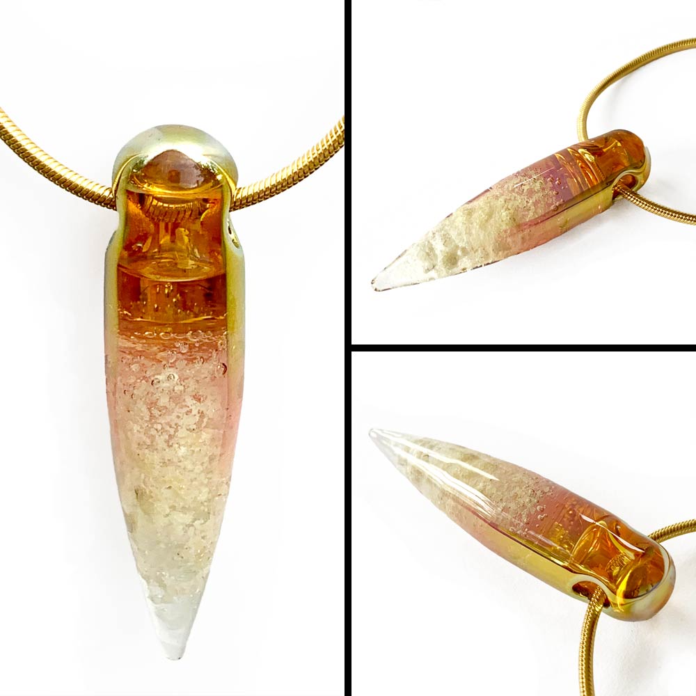 Golden Crystal Pendant with Ashes