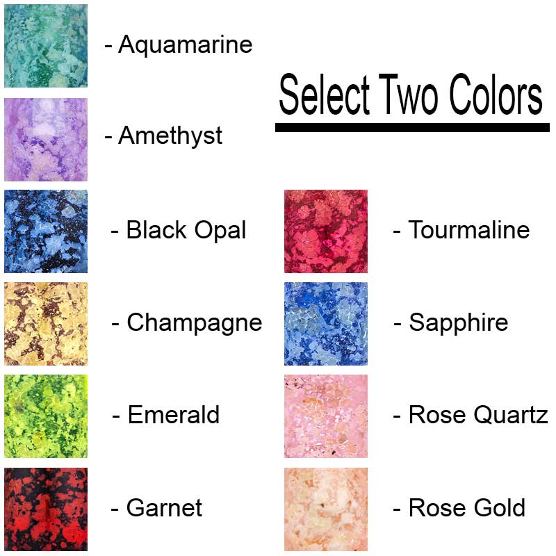 Ten color samples to choose from to make a bicolor heart pendant with ashes.